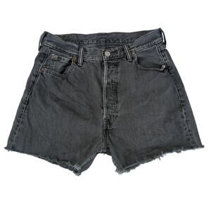 Levi's 501 Cut Off Shorts Button Fly Men's 29 100% Cotton Rigid Denim Black Wash